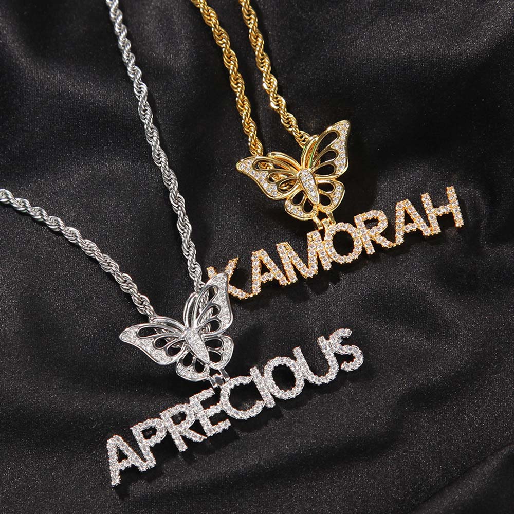 Custom Name Pendant With Butterfly Clasp Gold With Street Luxury Shine - Image 4