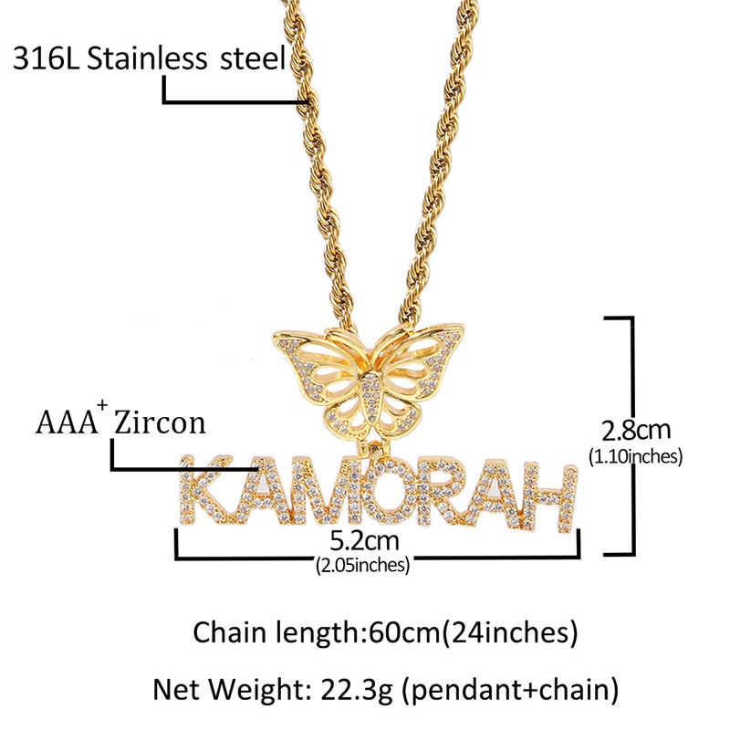 Custom Name Pendant With Butterfly Clasp Gold With Street Luxury Shine - Image 5