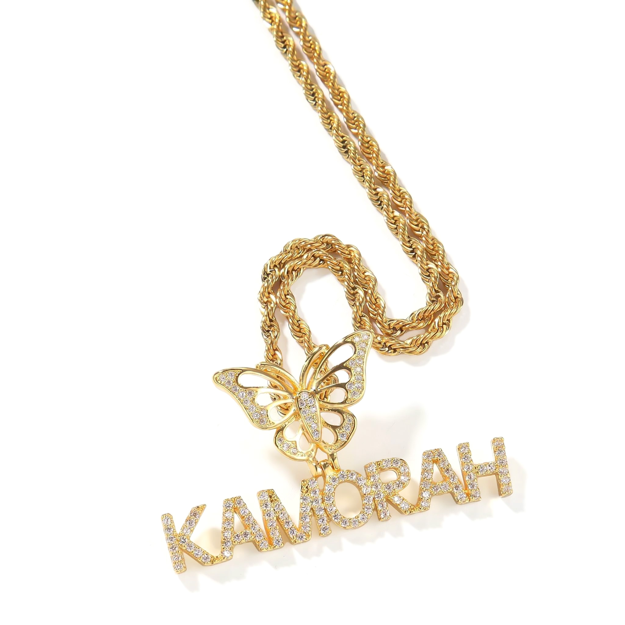 Custom Name Pendant With Butterfly Clasp Gold With Street Luxury Shine - Image 6