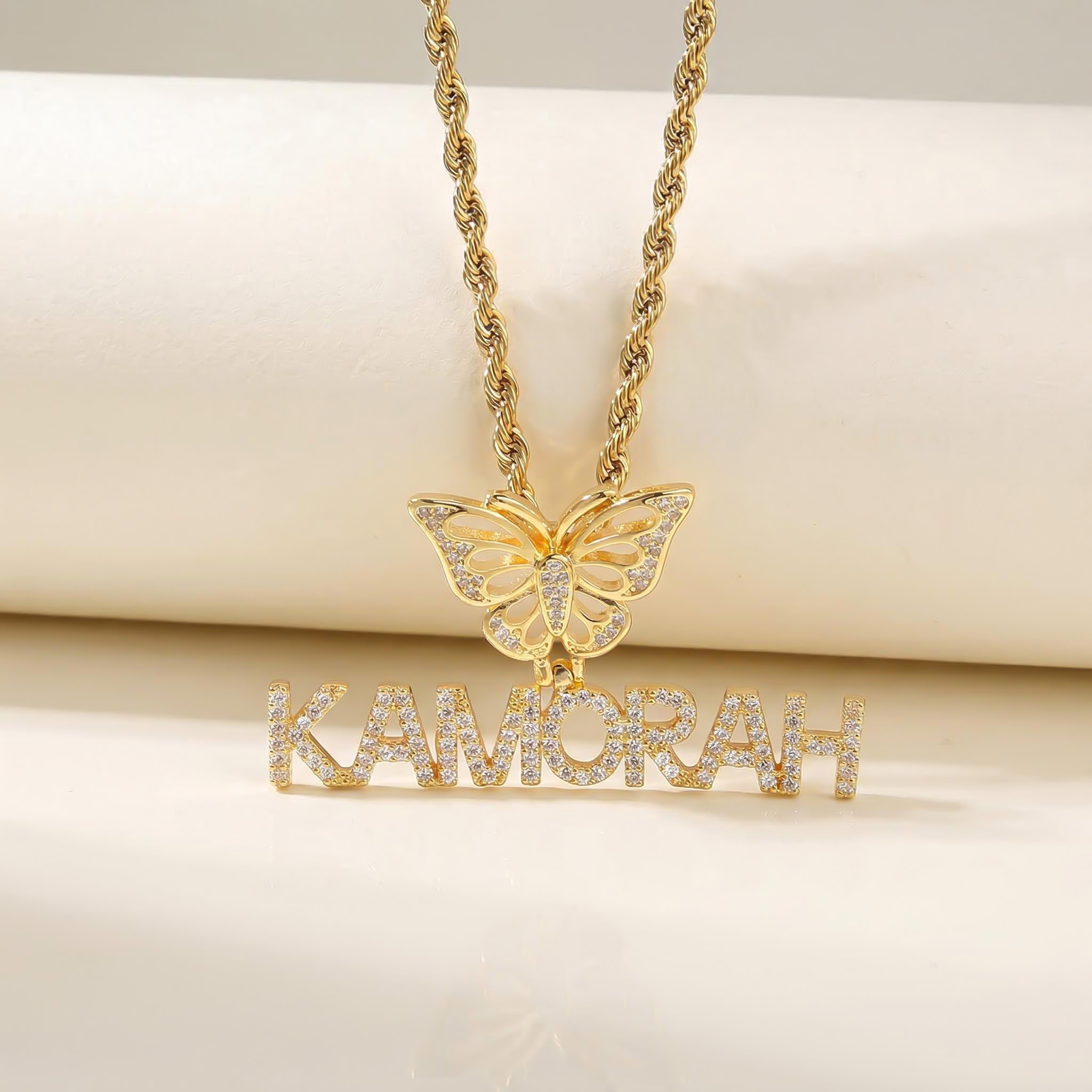 Custom Name Pendant With Butterfly Clasp Gold With Street Luxury Shine - Image 10