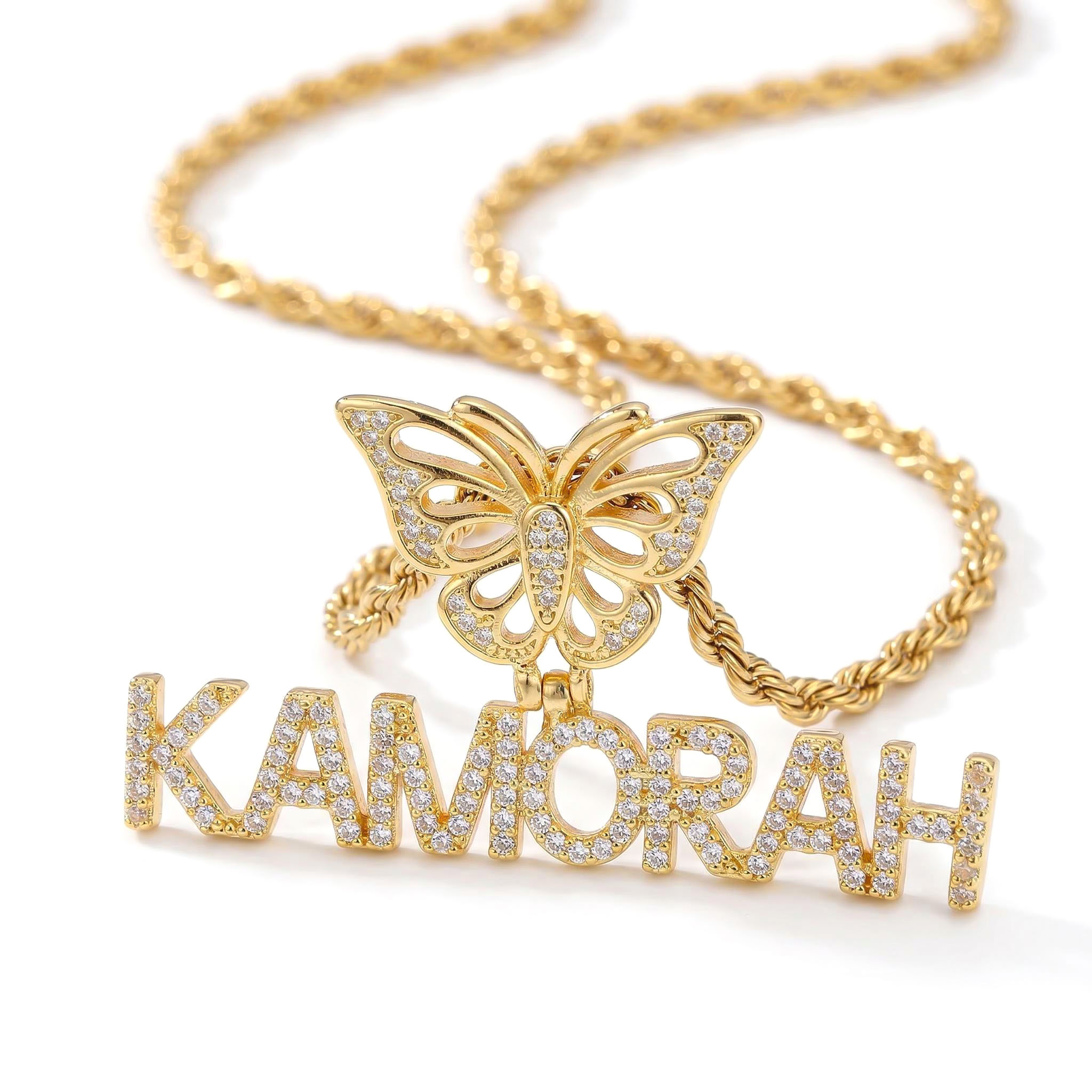 Custom Name Pendant With Butterfly Clasp Gold With Street Luxury Shine - Image 11