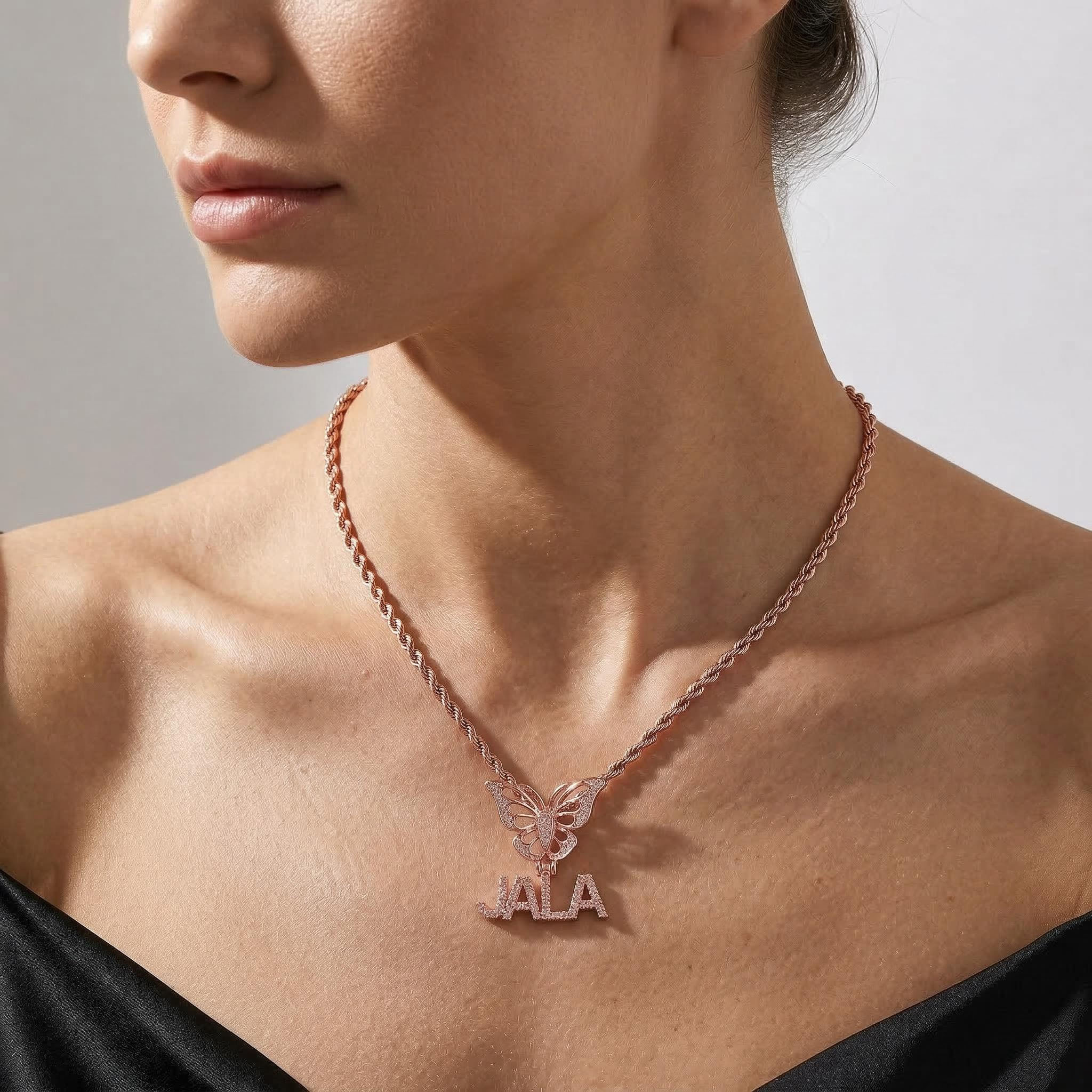 Custom Name Pendant With Butterfly Clasp Gold With Street Luxury Shine - Image 12