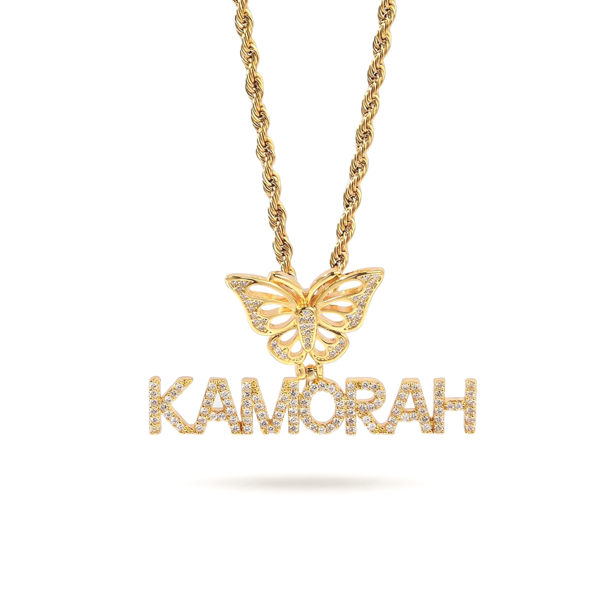 Custom Name Pendant With Butterfly Clasp Gold With Street Luxury Shine