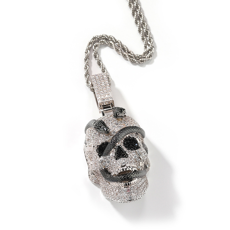 Iced Out Skull Black Snake Pendant Gold With Street Luxury Shine