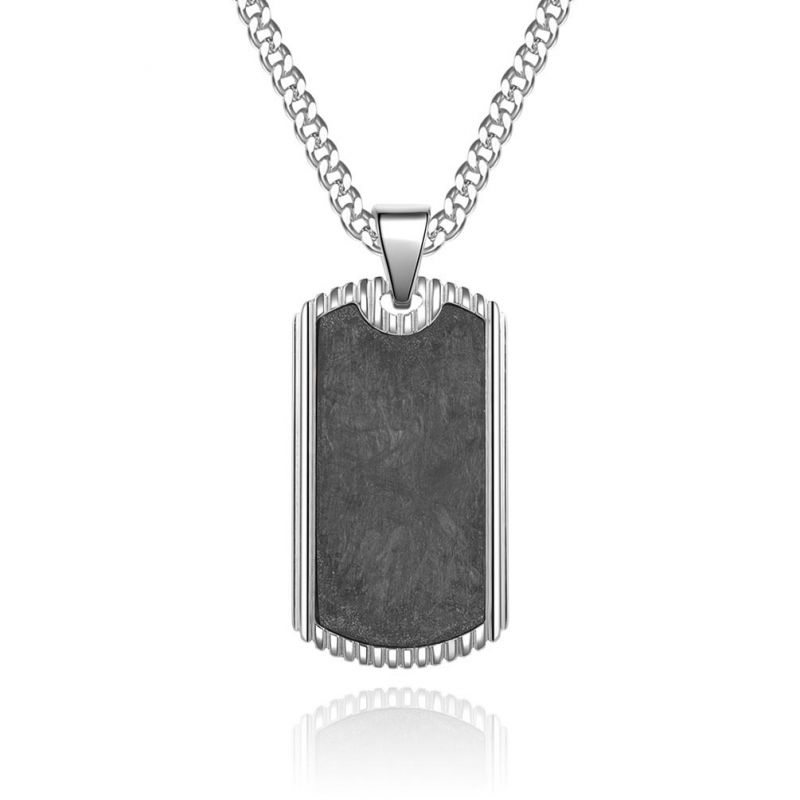 Stainless Steel Carbon Fibre Dog Tag Pendant With Street Luxury Shine - Image 3