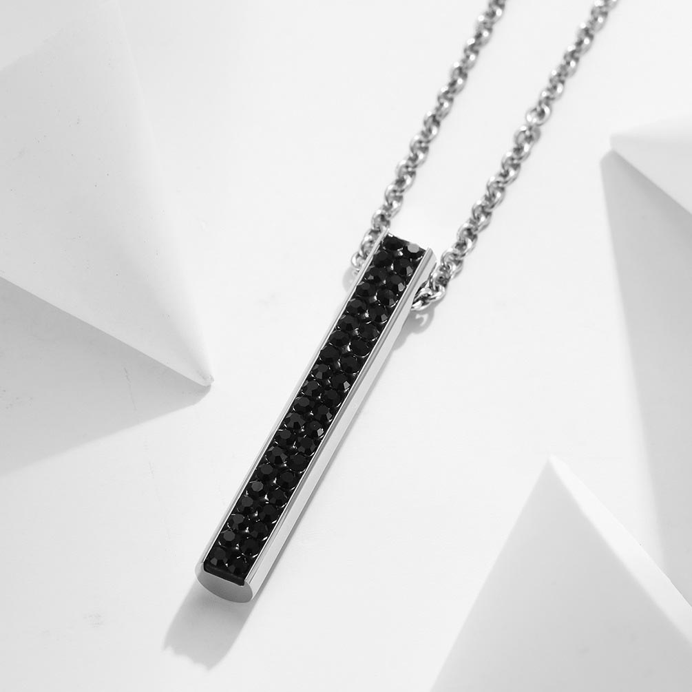 Iced Out Stainless Steel Bar Pendant Silver With Street Luxury Shine - Image 3