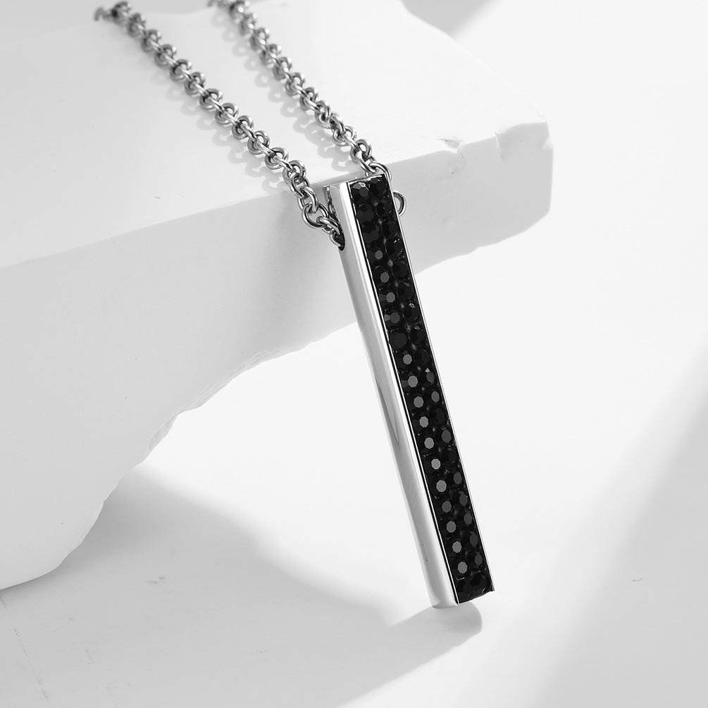 Iced Out Stainless Steel Bar Pendant Silver With Street Luxury Shine