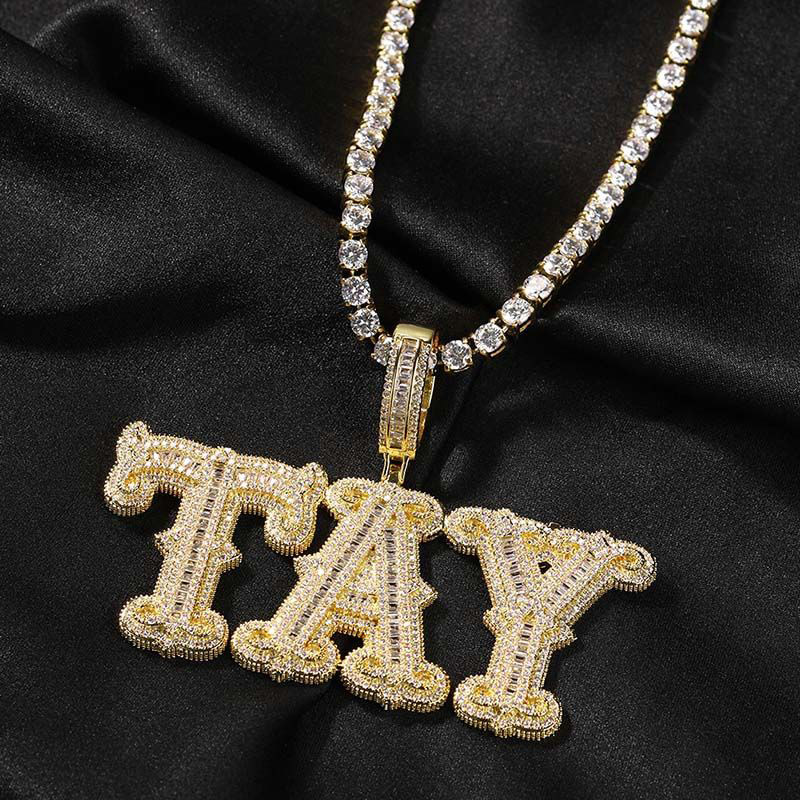 Custom Thorns Baguette Letters Pendant Gold With Street Luxury Shine - Image 5