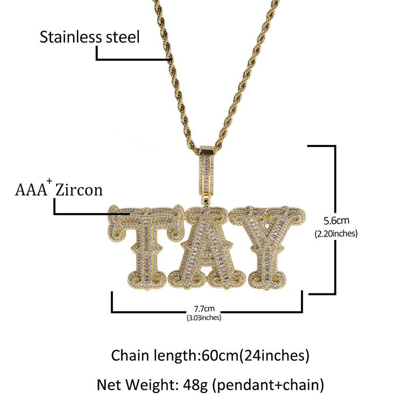 Custom Thorns Baguette Letters Pendant Gold With Street Luxury Shine - Image 6