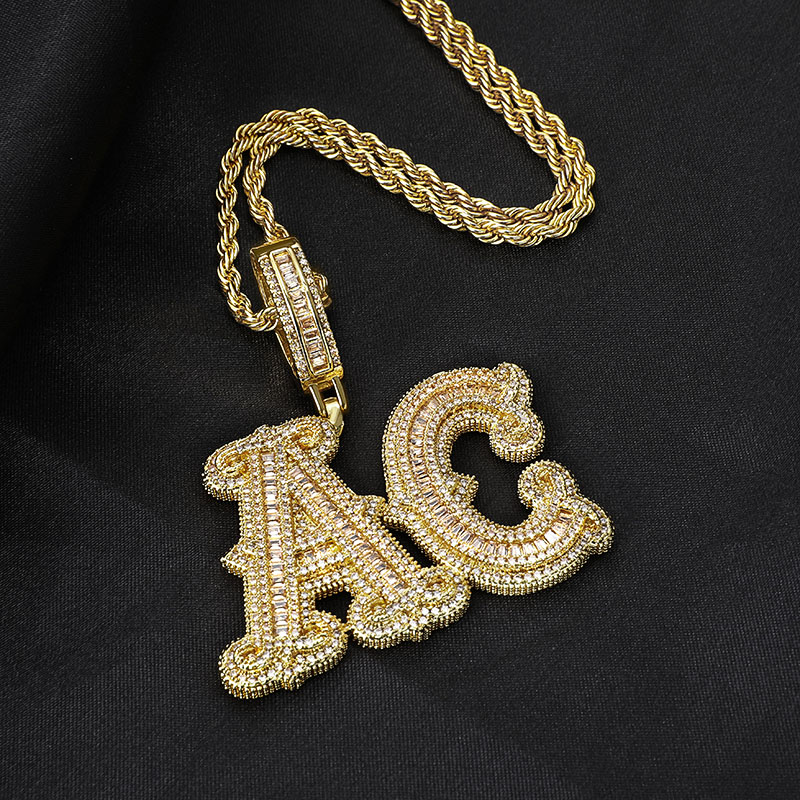 Custom Thorns Baguette Letters Pendant Gold With Street Luxury Shine