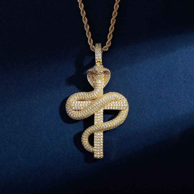 Iced Out Cobra Cross Pendant Gold With Street Luxury Shine - Image 4