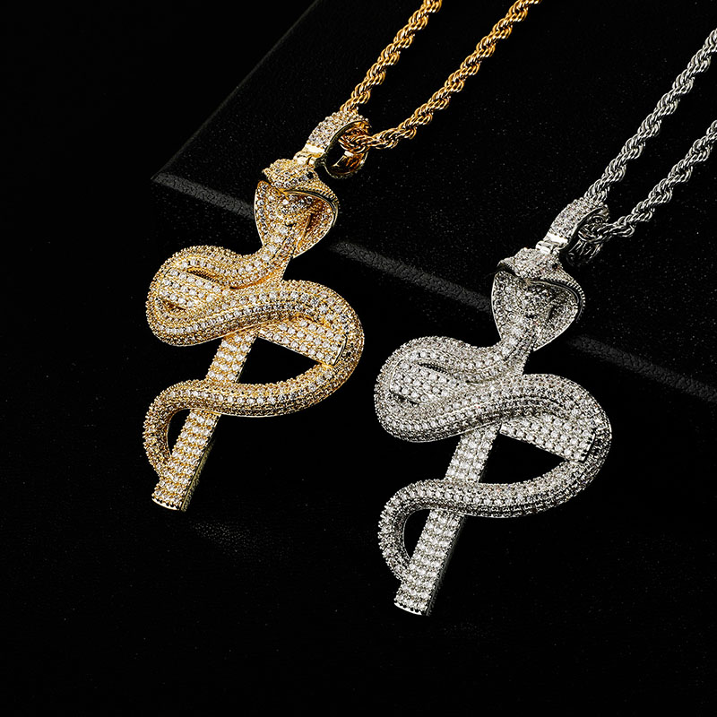 Iced Out Cobra Cross Pendant Gold With Street Luxury Shine