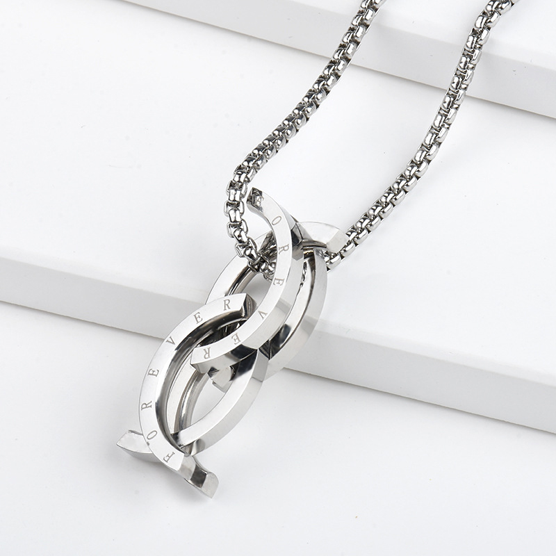 Kissing Fish Deformation Ring Pendant Silver With Street Luxury Shine - Image 3