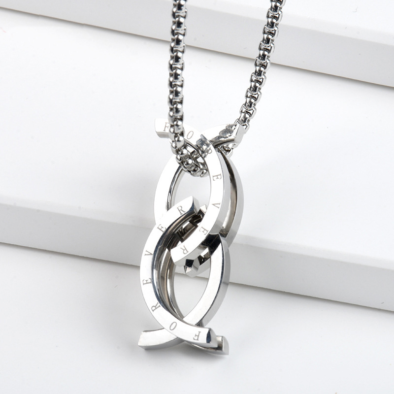 Kissing Fish Deformation Ring Pendant Silver With Street Luxury Shine - Image 5