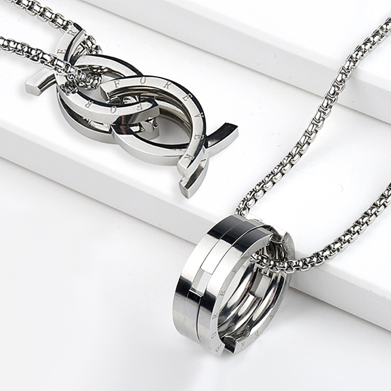 Kissing Fish Deformation Ring Pendant Silver With Street Luxury Shine
