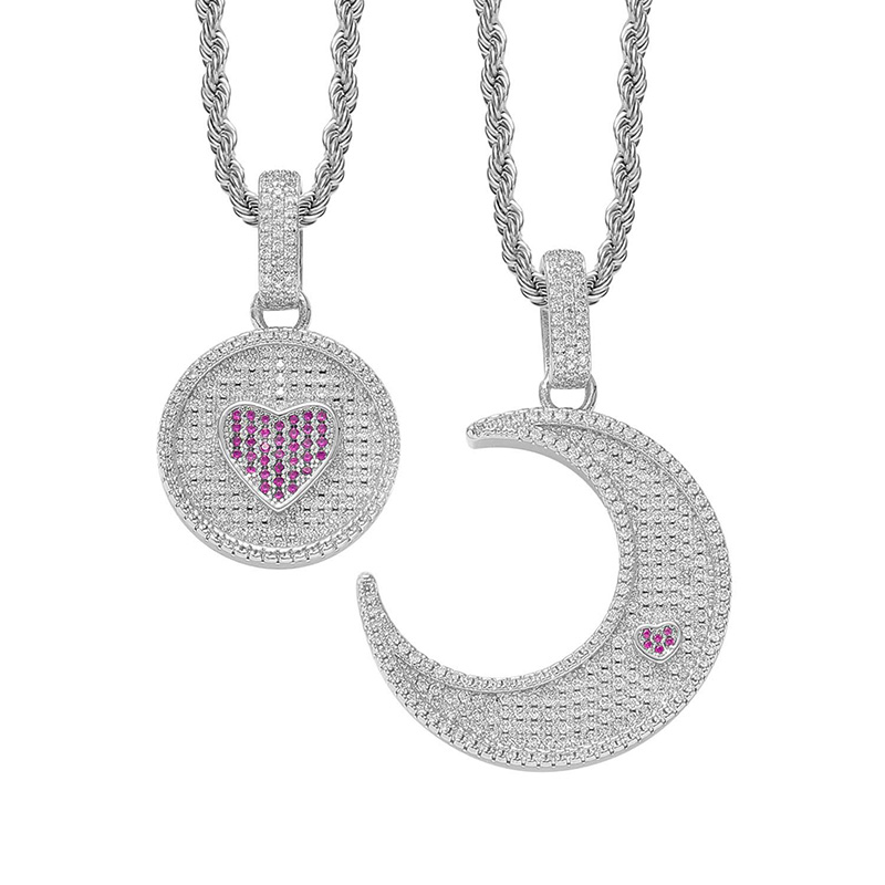 2pcs Couple Love Sun & Moon Pendant Bold Statement Style With Street Luxury - Image 3