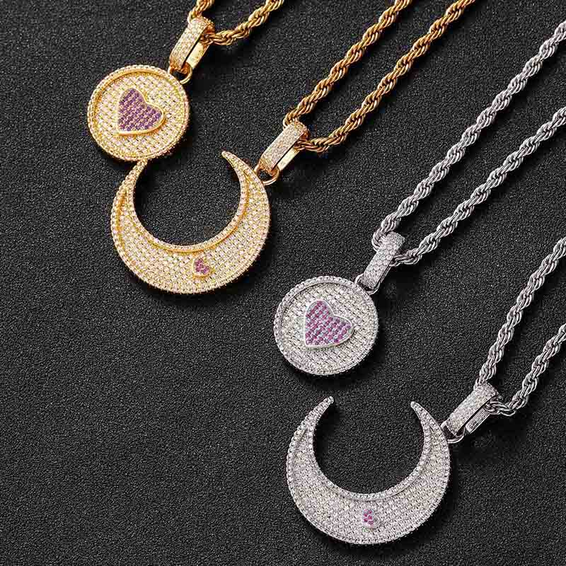 2pcs Couple Love Sun & Moon Pendant Bold Statement Style With Street Luxury - Image 4