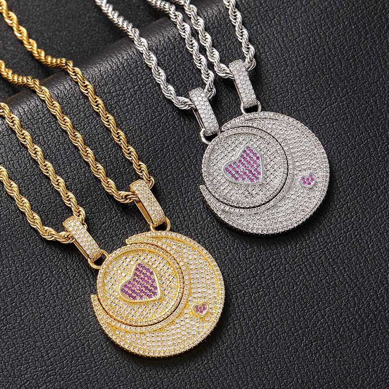 2pcs Couple Love Sun & Moon Pendant Bold Statement Style With Street Luxury - Image 5