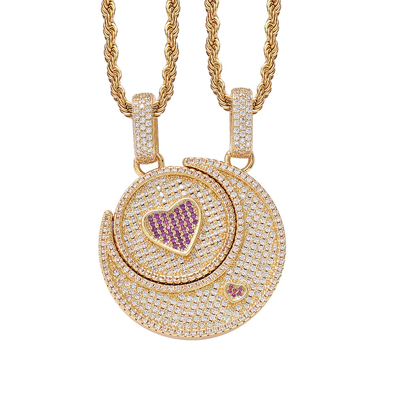 2pcs Couple Love Sun & Moon Pendant Bold Statement Style With Street Luxury