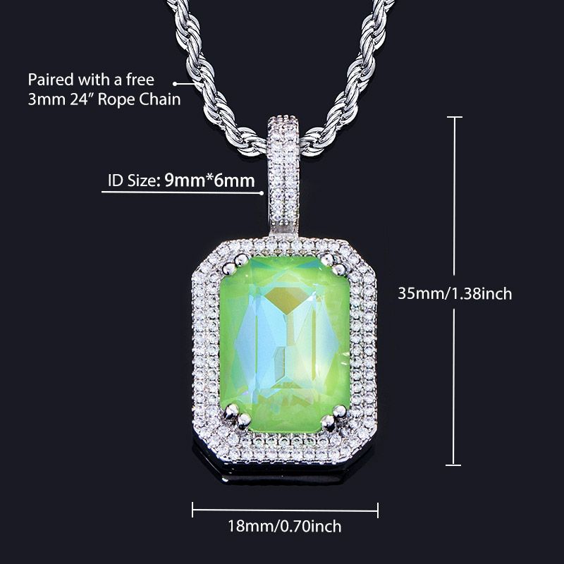 Iced Out Fluorescent Cube Pendant In White Gold With Street Luxury Shine - Image 6