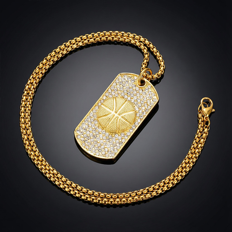Iced Out Basketball Dog Tag Pendant Gold With Street Luxury Shine - Image 5