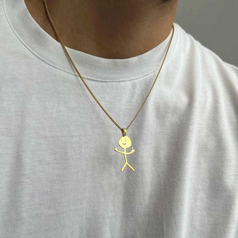 Funny Doodle Pendant Necklace Bold Statement Style With Street Luxury - Image 4