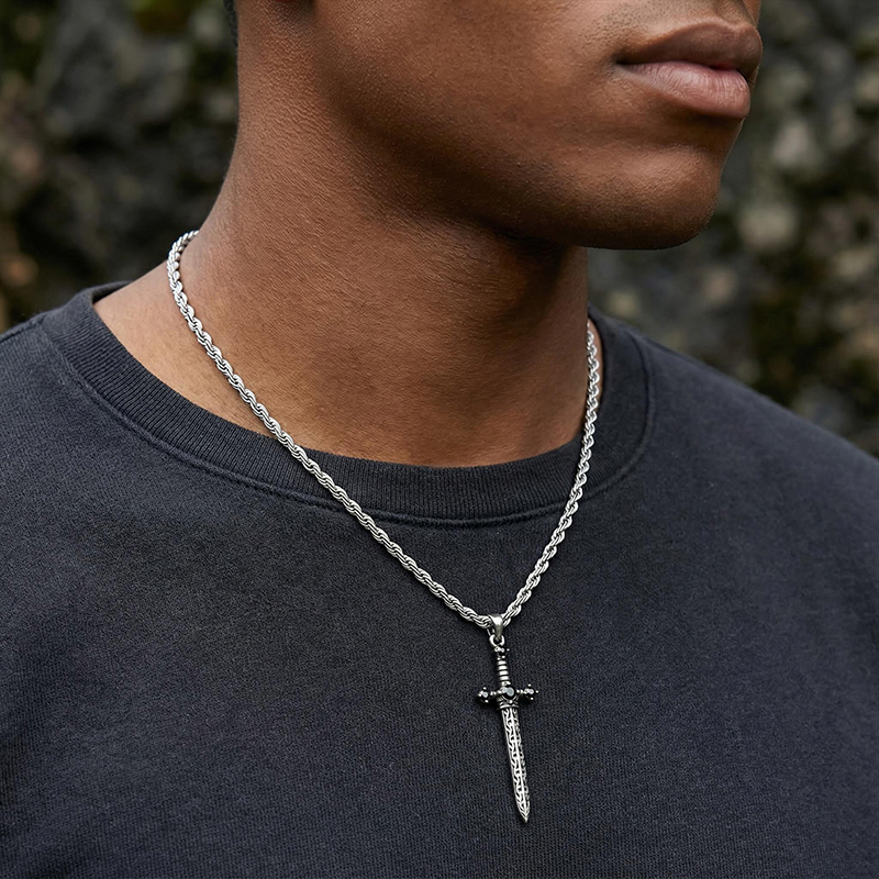Iced Out Vintage Sword Pendant Silver Premium Look Without Heavy Price - Image 3
