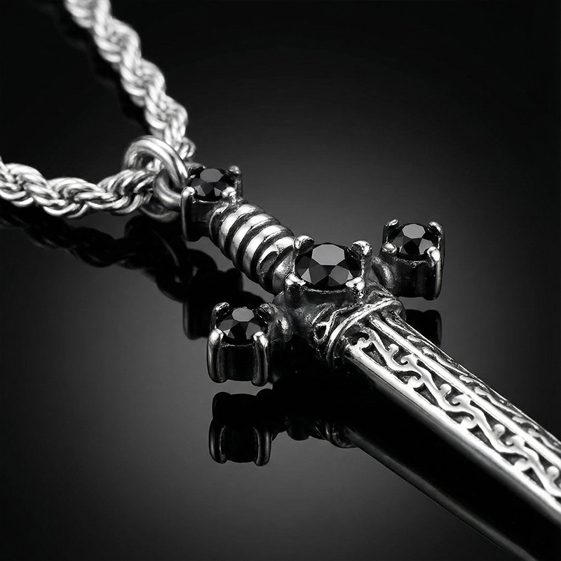 Iced Out Vintage Sword Pendant Silver Premium Look Without Heavy Price - Image 4