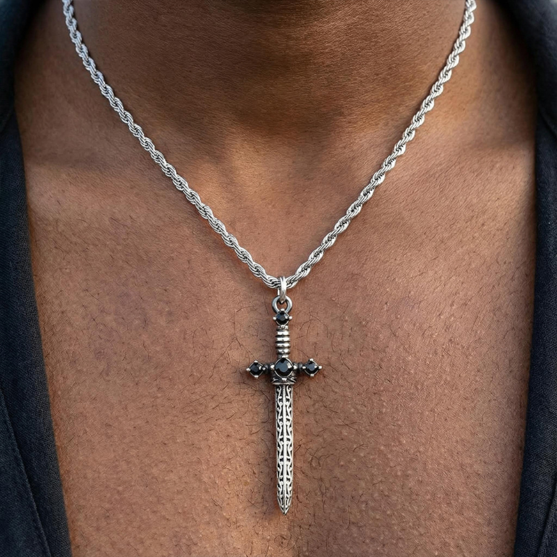 Iced Out Vintage Sword Pendant Silver Premium Look Without Heavy Price - Image 7