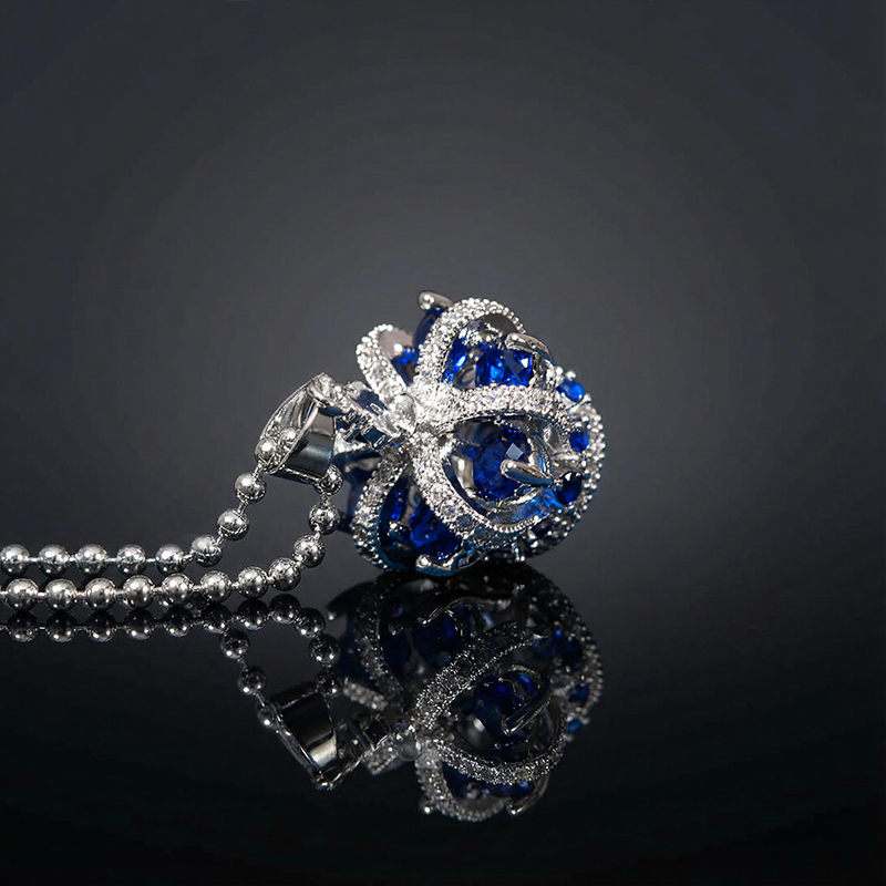 Sapphire Crown Pendant In White Gold Gold Shine With Street Luxury - Image 6