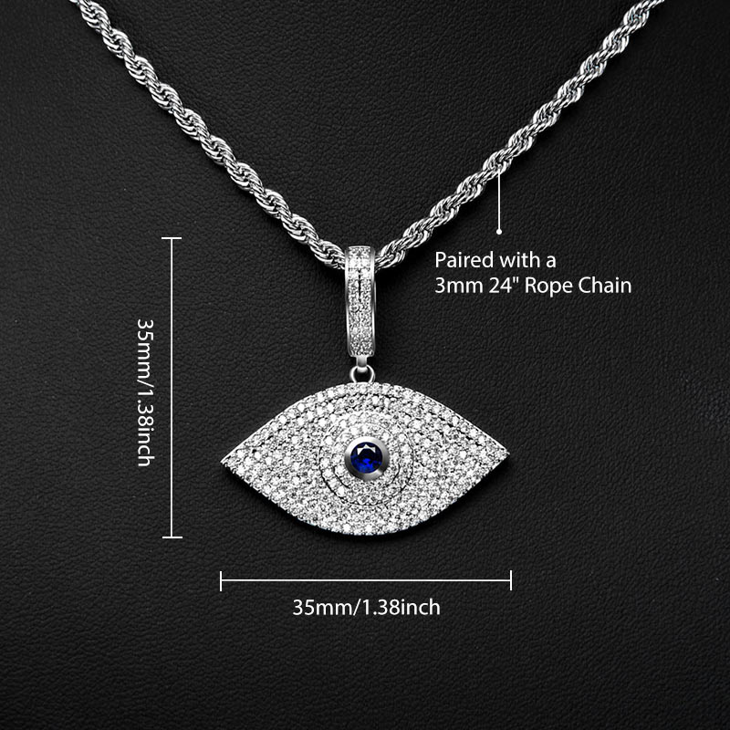 Iced Out Sapphire Evil Eye Pendant Gold With Street Luxury Shine - Image 4