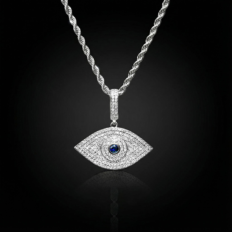 Iced Out Sapphire Evil Eye Pendant Gold With Street Luxury Shine - Image 6