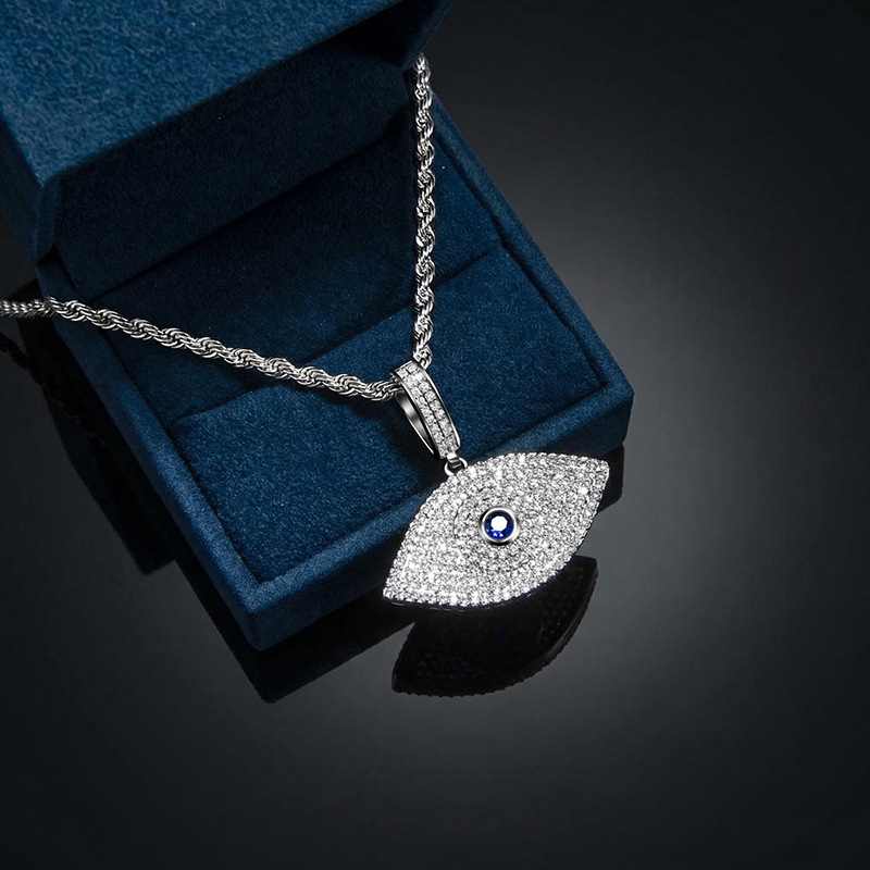 Iced Out Sapphire Evil Eye Pendant Gold With Street Luxury Shine - Image 7