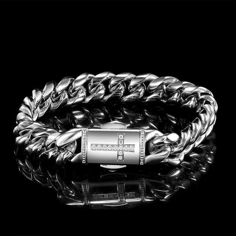 12mm Iced Out Cross Cuban Bracelet Gold With Street Luxury Shine - Image 3