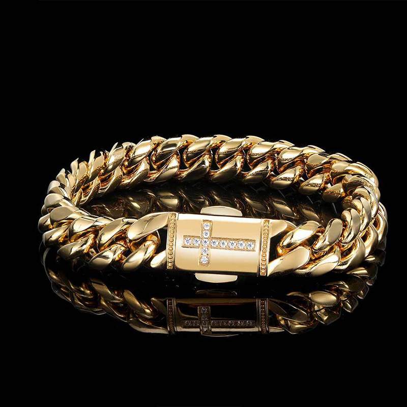 12mm Iced Out Cross Cuban Bracelet Gold With Street Luxury Shine - Image 6