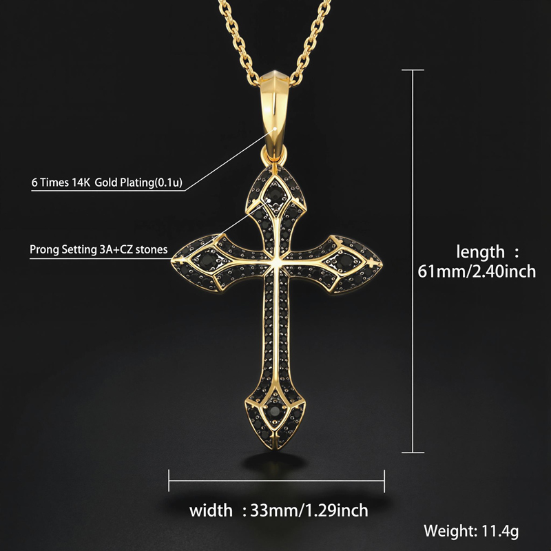 Iced Out Emerald/purple/blue/black Cross Pendant In Gold With Gold Shine - Image 9