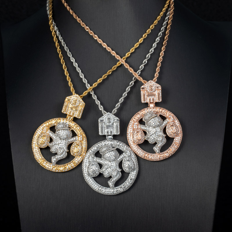 Iced Out Money Bag Round Pendant Gold With Street Luxury Shine - Image 5
