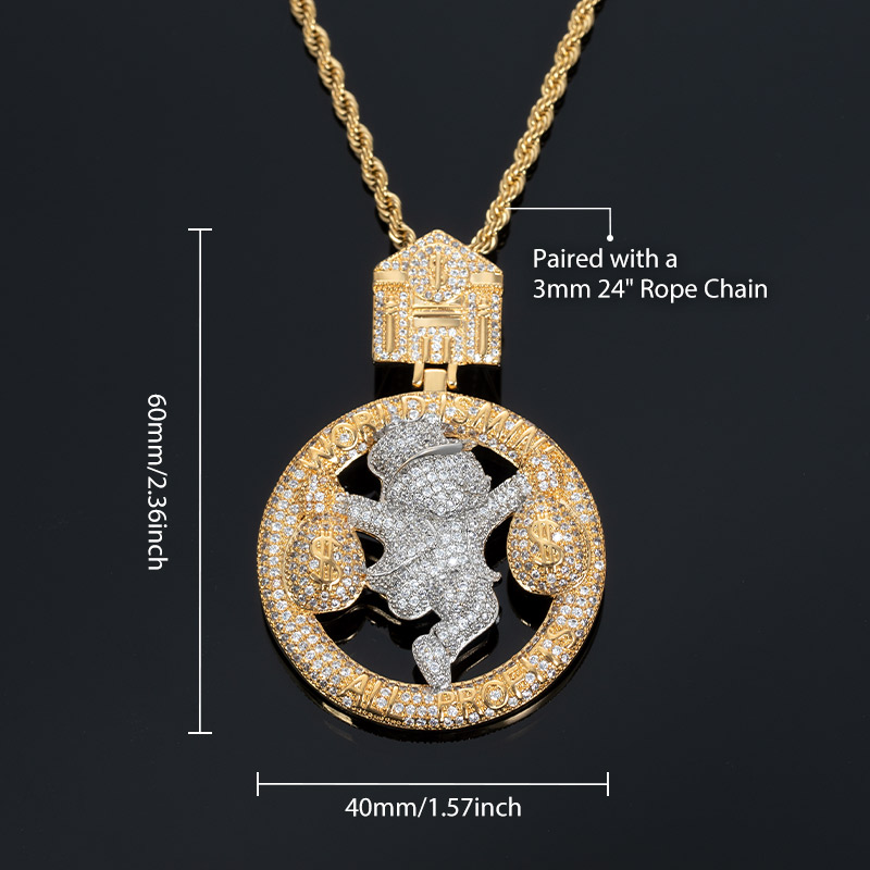 Iced Out Money Bag Round Pendant Gold With Street Luxury Shine - Image 7