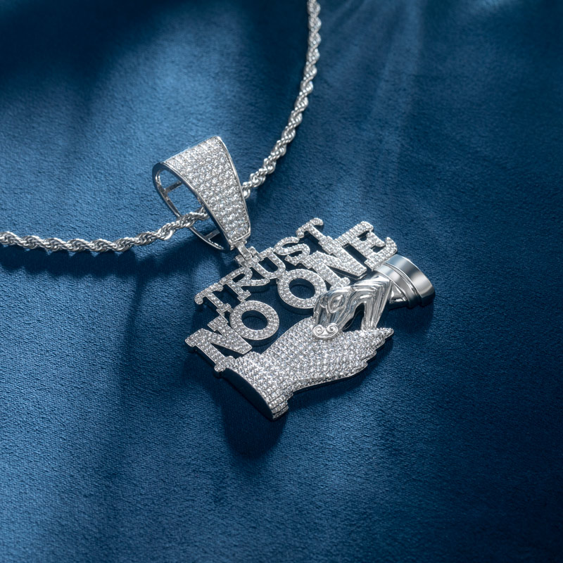 Iced Out Trust No One Pendant Gold With Street Luxury Shine - Image 3