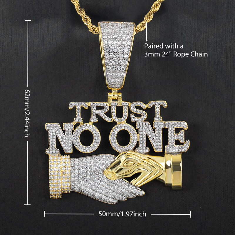 Iced Out Trust No One Pendant Gold With Street Luxury Shine - Image 5