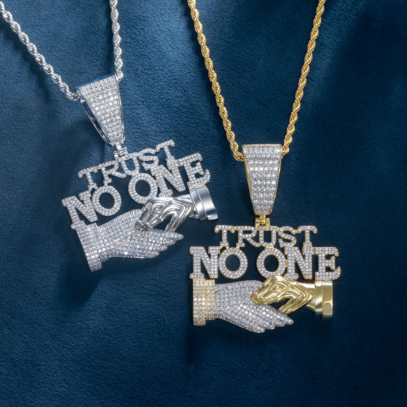 Iced Out Trust No One Pendant Gold With Street Luxury Shine
