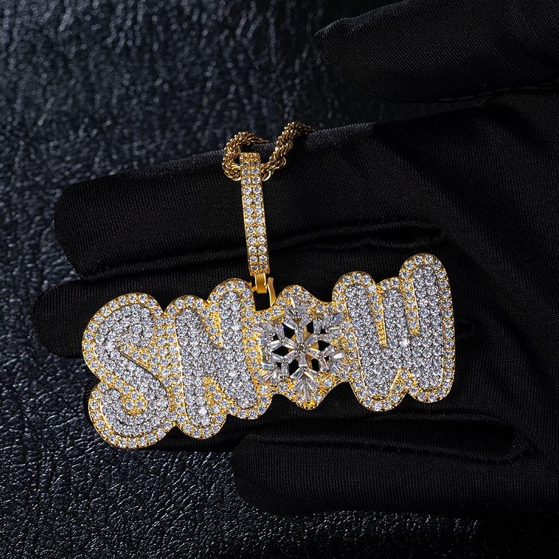 Iced Out Baguette Cut Snow Pendant Gold With Street Luxury Shine