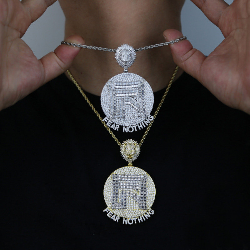 Iced Out Baguette Cut Fear Nothing Lion Pendant With Street Luxury Shine - Image 3