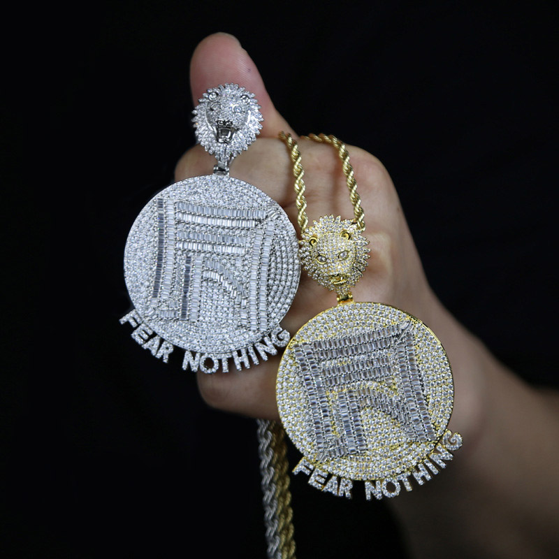 Iced Out Baguette Cut Fear Nothing Lion Pendant With Street Luxury Shine - Image 5