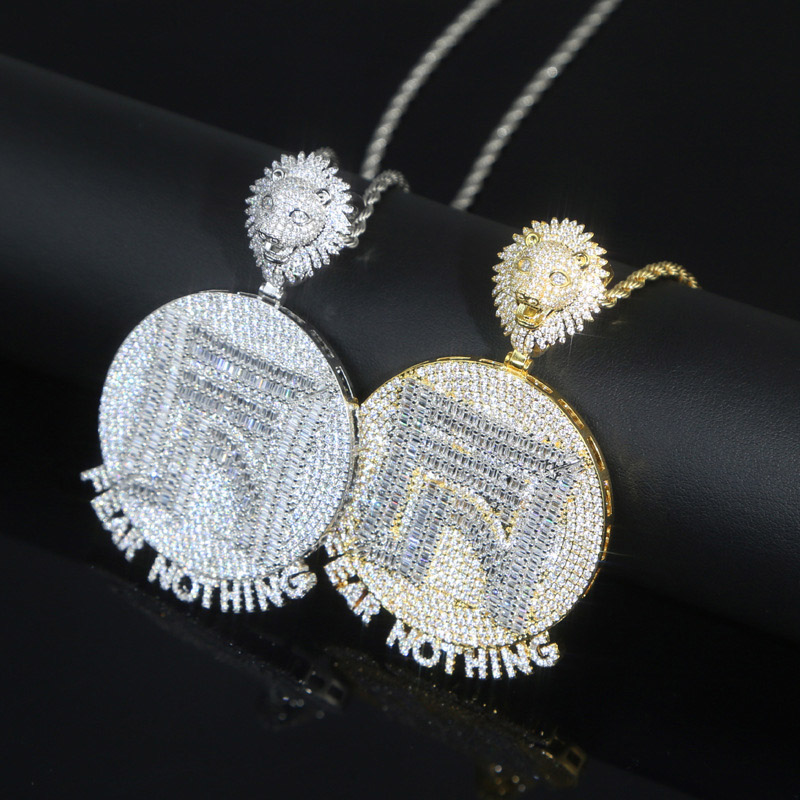 Iced Out Baguette Cut Fear Nothing Lion Pendant With Street Luxury Shine