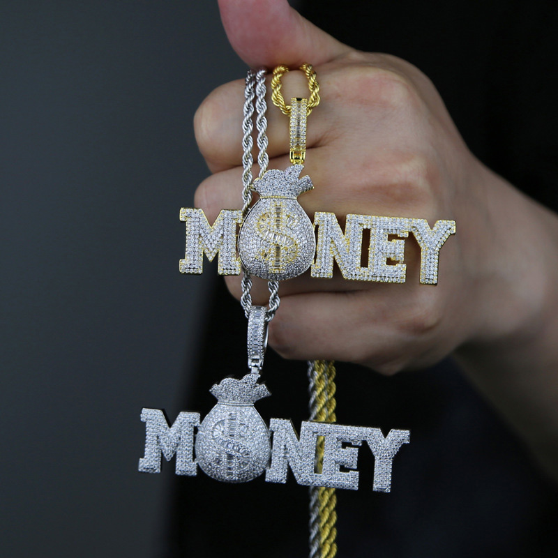 Iced Out Money Bag Pendant Gold With Street Luxury Shine - Image 4