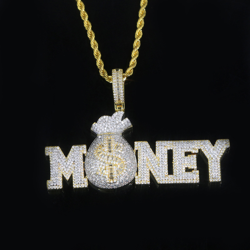 Iced Out Money Bag Pendant Gold With Street Luxury Shine