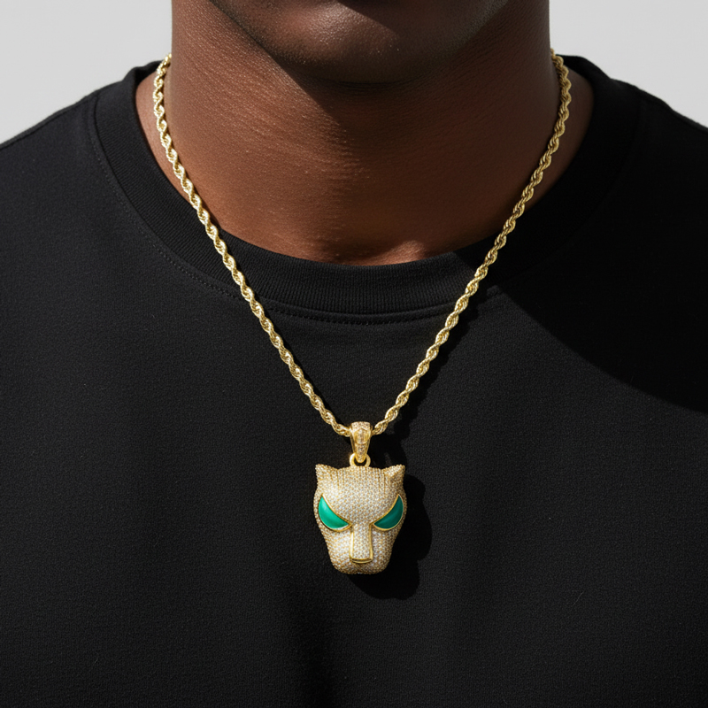 Glow In The Dark Black Panther Pendant Gold With Street Luxury Shine - Image 3