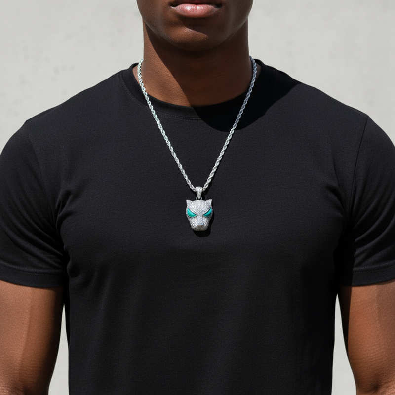 Glow In The Dark Black Panther Pendant Gold With Street Luxury Shine - Image 4