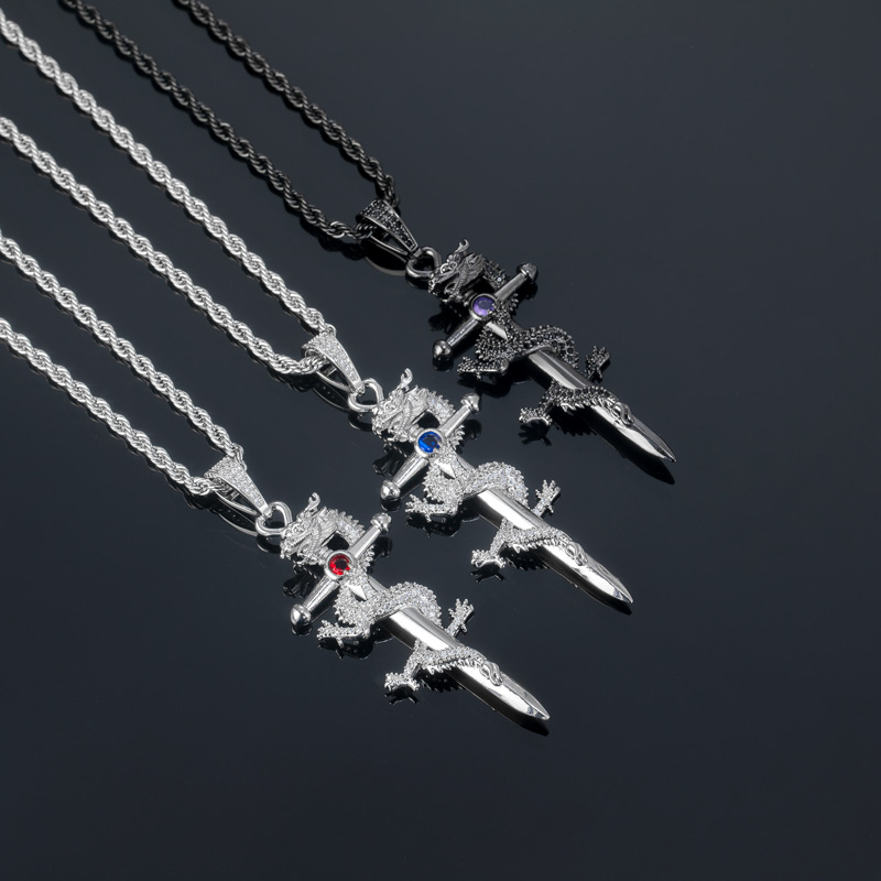 Iced Out Dragon Sword Pendant Gold With Street Luxury Shine - Image 4